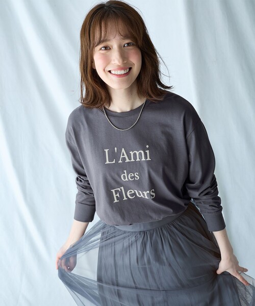 ANY(エニィ)の「【洗濯機可】フロッキーロゴロングTシャツ(Tシャツ/カットソー・レディース・グレー系/ホワイト系/ホワイト系1・F)」の22枚目の写真