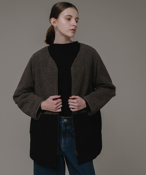 URBAN RESEARCH Sonny Label（アーバンリサーチサニーレーベル）の「リバーシブルキルティングボアミドルコート（その他アウター・レディース・ブラック/グレー系その他/オフホワイト・FREE）」の7枚目の写真