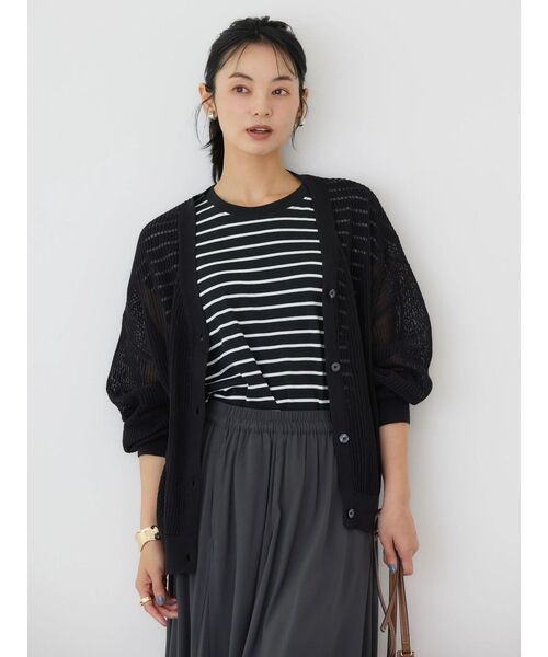 CHANEL メッシュ編み ブラック Vネック カーディガン CHANEL メッシュ編み ブラック Vネック カーディガン CHANEL メッシュ