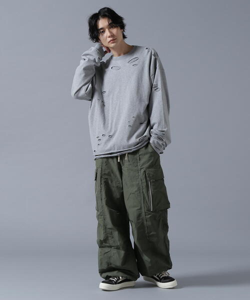 DANKE SCHON(ダンケシェーン)の「DankeSchon/ダンケシェーン/ダメージレイヤードトングスリーブトップス/ロンT(Tシャツ/カットソー・レディース・チャコールグレー/グレー・F)」の5枚目の写真