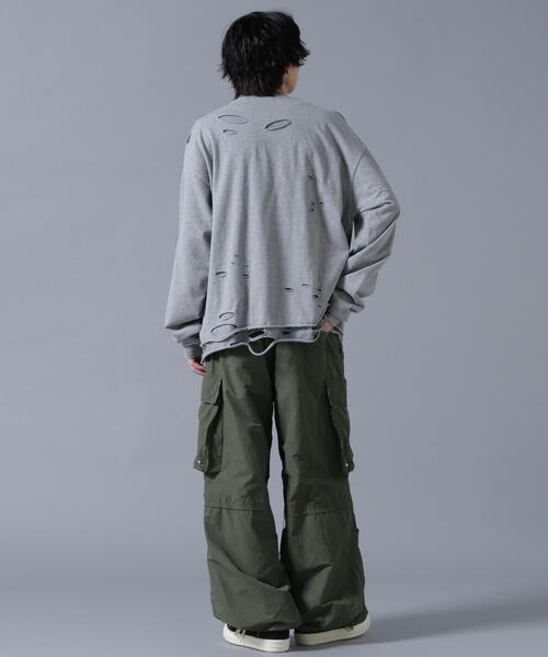 DANKE SCHON(ダンケシェーン)の「DankeSchon/ダンケシェーン/ダメージレイヤードトングスリーブトップス/ロンT(Tシャツ/カットソー・レディース・チャコールグレー/グレー・F)」の6枚目の写真
