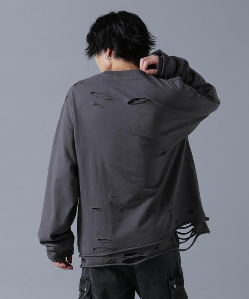 DANKE SCHON(ダンケシェーン)の「DankeSchon/ダンケシェーン/ダメージレイヤードトングスリーブトップス/ロンT(Tシャツ/カットソー・レディース・チャコールグレー/グレー・F)」の18枚目の写真