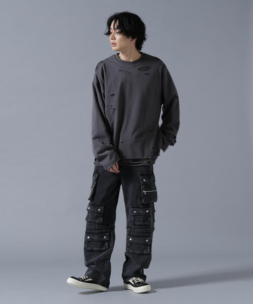 DANKE SCHON(ダンケシェーン)の「DankeSchon/ダンケシェーン/ダメージレイヤードトングスリーブトップス/ロンT(Tシャツ/カットソー・レディース・チャコールグレー/グレー・F)」の19枚目の写真