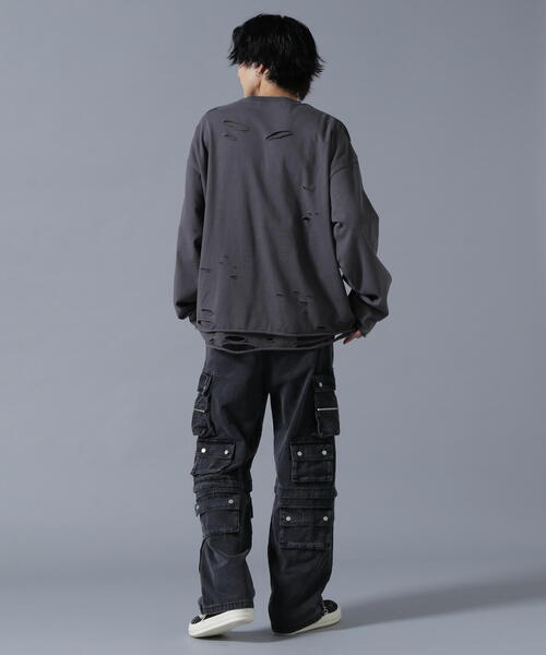 DANKE SCHON(ダンケシェーン)の「DankeSchon/ダンケシェーン/ダメージレイヤードトングスリーブトップス/ロンT(Tシャツ/カットソー・レディース・チャコールグレー/グレー・F)」の21枚目の写真