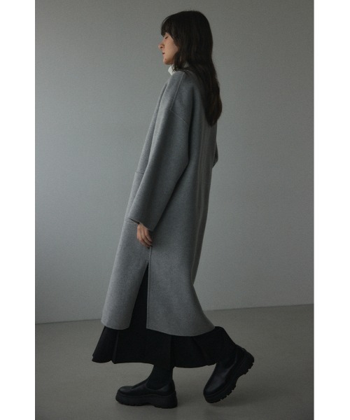 ブラックバイマウジー　 ノーカラーリバーコート　グレー BLACK BY MOUSSY（ブラックバイマウジー）の「no collar rever