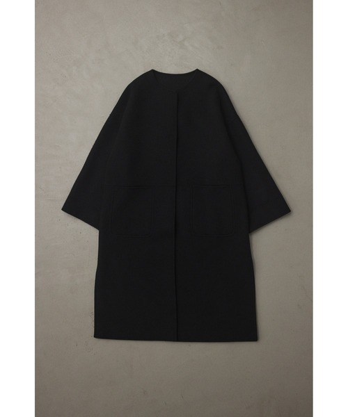 BLACK BY MOUSSY（ブラックバイマウジー）の「no collar rever coat(ノーカラーリバーコート)（ノーカラーコート・レディース・ブラック/ネイビー/グレー/ライトイエロー・1/2）」の6枚目の写真