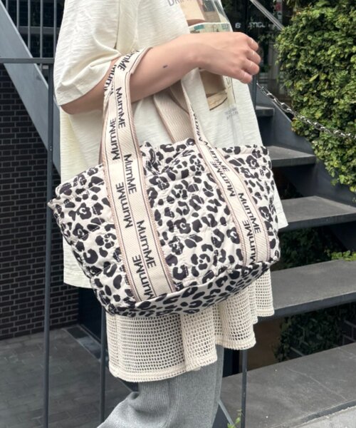 セール】:【MumME】ジャガードテープキルティングスクエアトートBAG