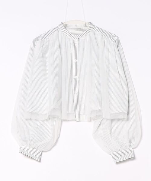 seyto サイズ2 / チュールレイヤードストライプシャツ seyto（セイト）の「Tulle layered striped shirt / チュール