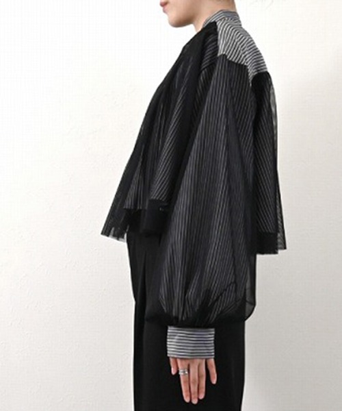 chuu ベスト➕レイヤードシャツセット(ブラック) 3XL＊2点セット】ニットベスト付き ストライプシャツ レイヤード