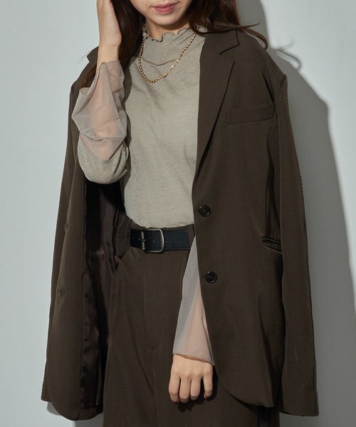 MAISON BREEZE reveur(メゾンブリーズレヴール)の「【MAISON BREEZE reveur】high neck sheer tops ハイネックシアートップス(Tシャツ/カットソー・レディース・グレイッシュベージュ/ブラック/ホワイト/レッド・FREE)」の12枚目の写真
