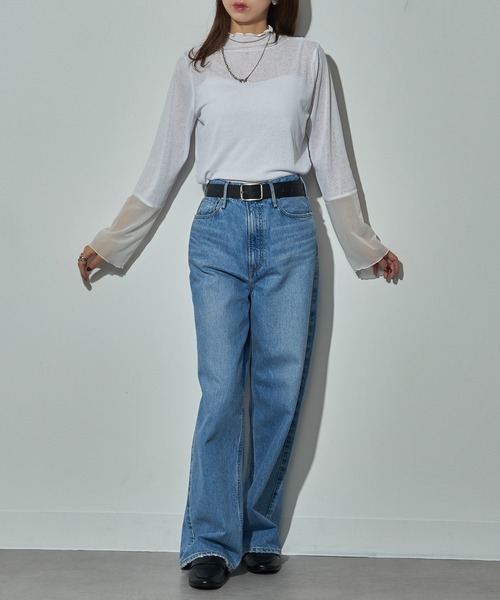 MAISON BREEZE reveur(メゾンブリーズレヴール)の「【MAISON BREEZE reveur】high neck sheer tops ハイネックシアートップス(Tシャツ/カットソー・レディース・グレイッシュベージュ/ブラック/ホワイト/レッド・FREE)」の18枚目の写真