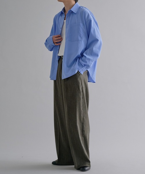 バギースラックス グレー ワイドスラックス ツータック センタープレス epnok スラックス センタープレスワイドバギースラックス メンズ