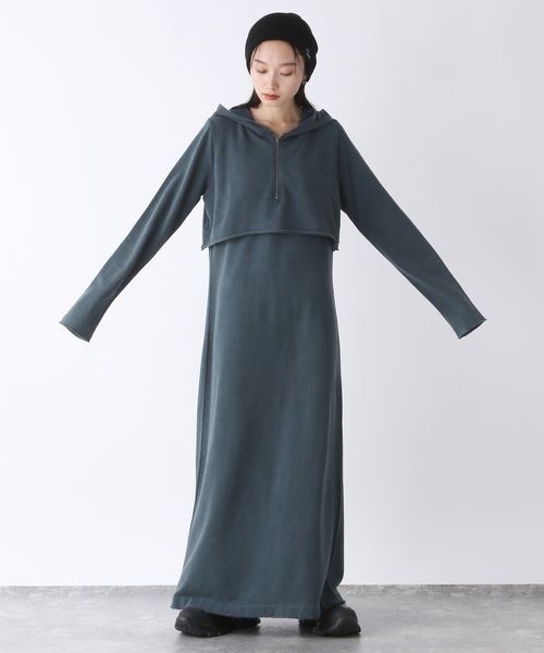 JEANASIS(ジーナシス)の「ハーフZIPパーカーワンピース/152248(ワンピース・レディース・ブラック/グリーン系その他/ホワイト・FREE)」の16枚目の写真