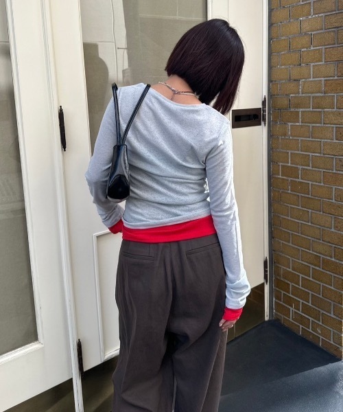 nemne store（ネンネストア）の「【keel】配色シアートップス（Tシャツ/カットソー・レディース・グレー/アイボリー・SMALL/MEDIUM）」の15枚目の写真