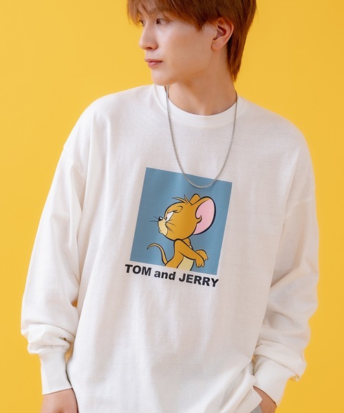 Tom&Jerry(トムアンドジェリー)の「【TOM&JERRY】プリント オーバーサイズ 長袖Tシャツ(Tシャツ/カットソー・メンズ・ホワイト系/ホワイト系1/ホワイト系2/杢グレー/パープル系/ブラック系2/ブラック系/オレンジ系1/ホワイト/グリーン/グレー系1/ベージュ系2/チャコールグレー/ホワイト系3/ホワイト系4/ホワイト系5/ホワイト系6/ブラック系4/ブラック系6/ライトグレー系5/グレー系3/グレー系6/ベージュ系/ネイビー系3/ネイビー系5/ブルー系4・MEDIUM/LARGE/X-LARGE)」の4枚目の写真