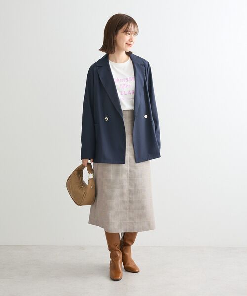 Green　Parks（グリーンパークス）の「ストレッチジャケット（テーラードジャケット・レディース・アイボリー/グレイッシュベージュ/ダークネイビー・FREE）」の22枚目の写真