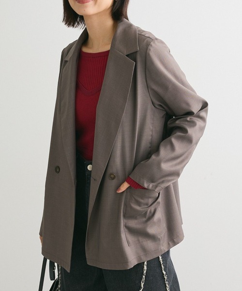 Green　Parks（グリーンパークス）の「ストレッチジャケット（テーラードジャケット・レディース・アイボリー/グレイッシュベージュ/ダークネイビー・FREE）」の3枚目の写真