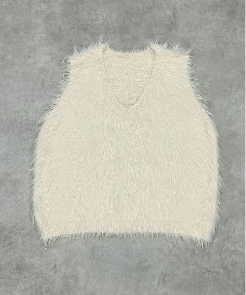 セール】ふんわりシャギー ニットベスト（ベスト）｜ad thie