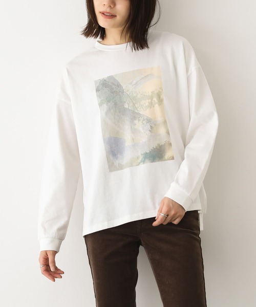 n'OrLABEL(ノアールレーベル)の「アートプリントロンT(Tシャツ/カットソー・レディース・オフホワイト/ブラック・1/2)」の3枚目の写真