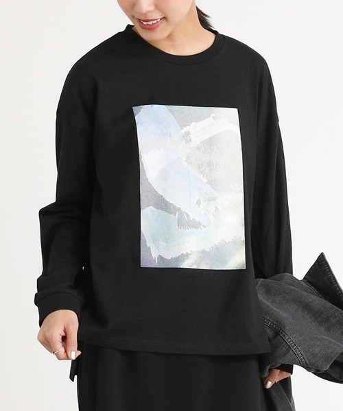 n'OrLABEL(ノアールレーベル)の「アートプリントロンT(Tシャツ/カットソー・レディース・オフホワイト/ブラック・1/2)」の12枚目の写真