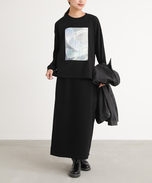 n'OrLABEL(ノアールレーベル)の「アートプリントロンT(Tシャツ/カットソー・レディース・オフホワイト/ブラック・1/2)」の13枚目の写真