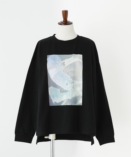 n'OrLABEL(ノアールレーベル)の「アートプリントロンT(Tシャツ/カットソー・レディース・オフホワイト/ブラック・1/2)」の16枚目の写真