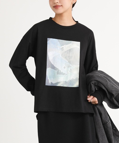 n'OrLABEL(ノアールレーベル)の「アートプリントロンT(Tシャツ/カットソー・レディース・オフホワイト/ブラック・1/2)」の10枚目の写真