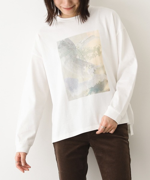 n'OrLABEL(ノアールレーベル)の「アートプリントロンT(Tシャツ/カットソー・レディース・オフホワイト/ブラック・1/2)」の4枚目の写真