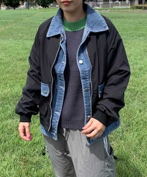 デニムレイヤード切替ブルゾン