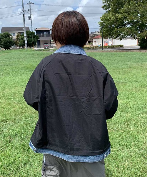 CRB（シーアールビー）の「デニムレイヤード切替ブルゾン（ブルゾン・レディース・カーキ/ブラック・F）」の22枚目の写真