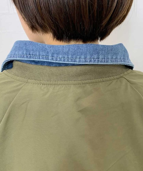 CRB（シーアールビー）の「デニムレイヤード切替ブルゾン（ブルゾン・レディース・カーキ/ブラック・F）」の11枚目の写真