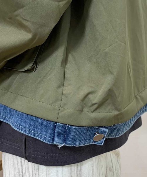 CRB（シーアールビー）の「デニムレイヤード切替ブルゾン（ブルゾン・レディース・カーキ/ブラック・F）」の7枚目の写真