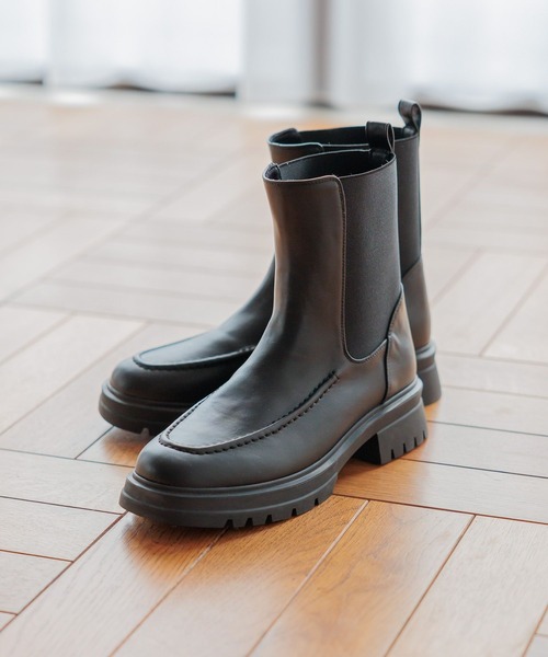studio CLIP（スタディオクリップ）の「ブラックミドルゴアブーツ（ブーツ・レディース・ブラック・MEDIUM/LARGE）」の4枚目の写真
