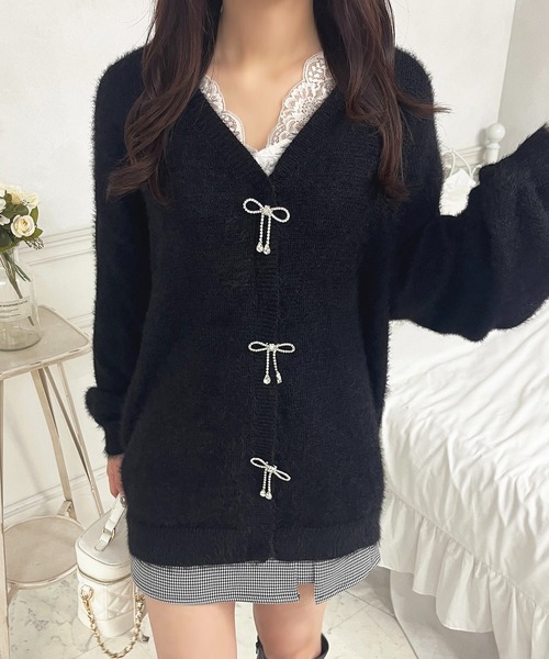 apres jour（アプレジュール）の「リボンシャギーロングカーディガン【ZOZOTOWN限定アイテム】（カーディガン/ボレロ・レディース・ボルドー/ピンク/オフホワイト/ブラック/ライトブルー・X-LARGE/フリー）」の21枚目の写真