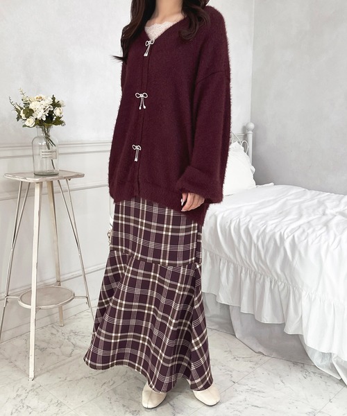 セール】リボンシャギーロングカーディガン【ZOZOTOWN限定アイテム