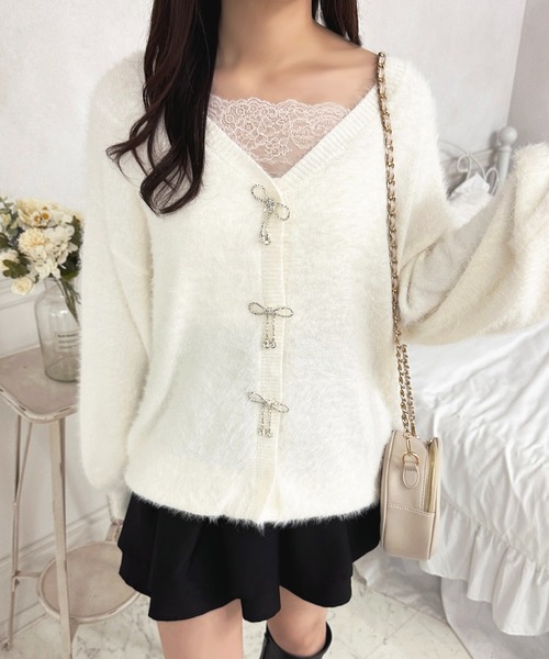 apres jour（アプレジュール）の「リボンシャギーロングカーディガン【ZOZOTOWN限定アイテム】（カーディガン/ボレロ・レディース・ボルドー/ピンク/オフホワイト/ブラック/ライトブルー・X-LARGE/フリー）」の13枚目の写真