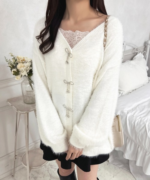 apres jour（アプレジュール）の「リボンシャギーロングカーディガン【ZOZOTOWN限定アイテム】（カーディガン/ボレロ・レディース・ボルドー/ピンク/オフホワイト/ブラック/ライトブルー・X-LARGE/フリー）」の17枚目の写真