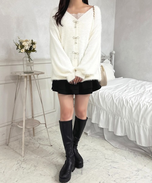 apres jour（アプレジュール）の「リボンシャギーロングカーディガン【ZOZOTOWN限定アイテム】（カーディガン/ボレロ・レディース・ボルドー/ピンク/オフホワイト/ブラック/ライトブルー・X-LARGE/フリー）」の18枚目の写真