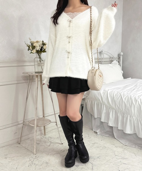 apres jour（アプレジュール）の「リボンシャギーロングカーディガン【ZOZOTOWN限定アイテム】（カーディガン/ボレロ・レディース・ボルドー/ピンク/オフホワイト/ブラック/ライトブルー・X-LARGE/フリー）」の19枚目の写真