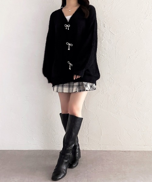 セール】リボンシャギーロングカーディガン【ZOZOTOWN限定アイテム