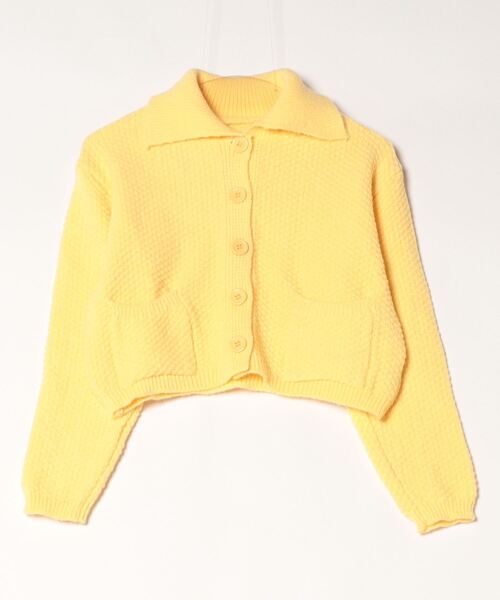 ポップコーン編み襟付きニットカーディガン（カーディガン/ボレロ  