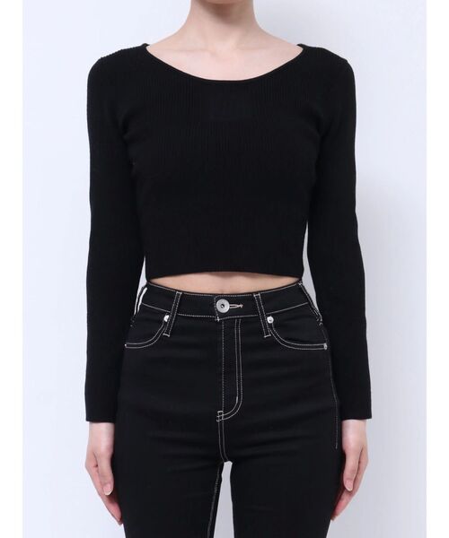 GYDA（ジェイダ）の「GYGYエンボスニットトップス（ニット/セーター・レディース・オフホワイト/ブラック/スカイブルー・FREE）」の10枚目の写真