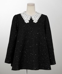 HUIT bouquet（ユイット）の「レース襟付き スパンコール ツイード トップス HUIT（シャツ/ブラウス）」