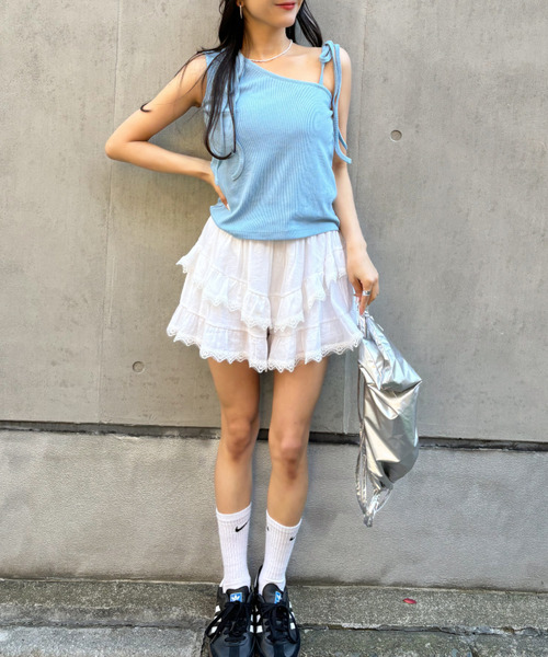 Ada.(エイダ)の「Many way リボン ワンショルダー ノースリーブ(タンクトップ・レディース・ブラック/アイボリー/ブルー・FREE)」の4枚目の写真