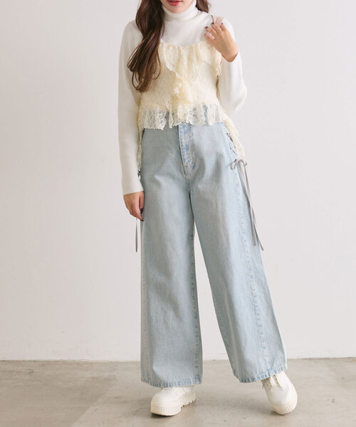 OLIVE des OLIVE（オリーブデオリーブ）の「ラッフルキャミソール（シャツ/ブラウス・レディース・ブラウン/レオパード/アイボリー・FREE）」の12枚目の写真