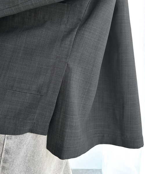 classicalelf（クラシカルエルフ）の「さらりと羽織る、大人の余裕。麻調シアー素材ドルマンスリーブオーバーサイズダブルテーラードジャケット（長袖）（テーラードジャケット・レディース・ベージュ/チャコール/ブラック・LARGE/MEDIUM/SMALL/X-LARGE）」の14枚目の写真