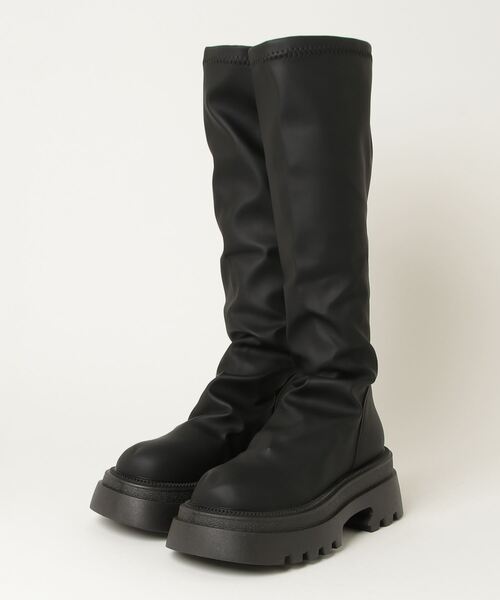 .KOM（ドットコム）の「『.KOM/ドットケーオーエム』バックジップロングブーツ【Y】【CN】（ブーツ・レディース・ブラウン/ブラック・24.5cm/23.5cm）」の5枚目の写真