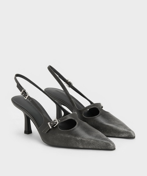 CHARLES & KEITH(チャールズ & キース)の「Tバー バックルポインテッドトゥスリングバックパンプス(パンプス・レディース・ブラック系その他7/ブラック/ライトアッシュグレー・22.5cm/22cm/26.5cm/25.5cm/25cm/24.5cm/23.5cm/23cm)」の4枚目の写真