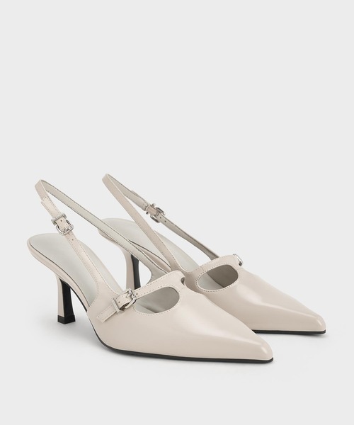 CHARLES & KEITH(チャールズ & キース)の「Tバー バックルポインテッドトゥスリングバックパンプス(パンプス・レディース・ブラック系その他7/ブラック/ライトアッシュグレー・22.5cm/22cm/26.5cm/25.5cm/25cm/24.5cm/23.5cm/23cm)」の8枚目の写真