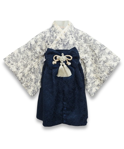 SweetMommy（スウィートマミー）の「3WAY ダブルガーゼ　2ピース袴ロンパース タッセルクリップ付き [ひな祭り] ［トワルドジュイ/ミモザ柄］ [誕生日 記念日 お食い初め お宮参り]（着物・キッズ・ピンク/ベージュ/ネイビー/ピンク系1・80/90/50-70）」の7枚目の写真